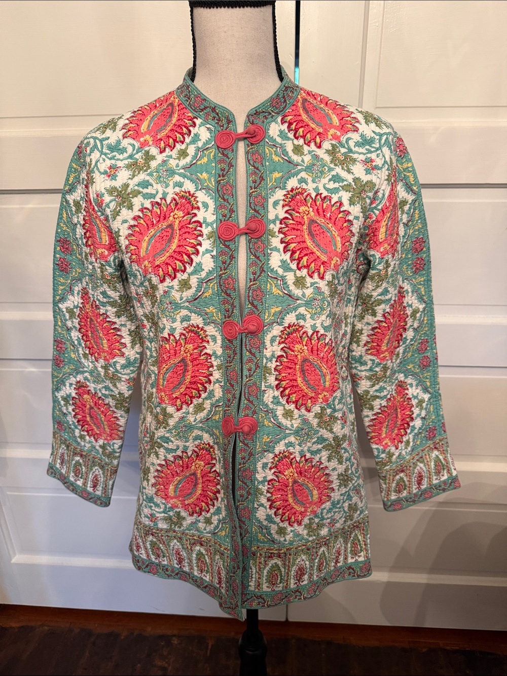 Orvis Quilted Paisley coastal resort wearable art Jacket Cotton Boho